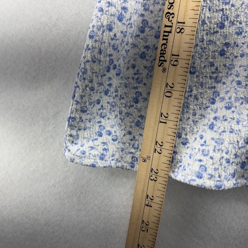 Womens Blue Floral Puff Sleeve Blouse Size Small Dokotoo Ruffle Cottagecore Top - Picture 7 of 8
